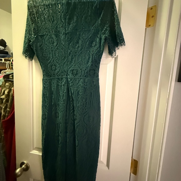Lulu’s Remarkable Forest Green Sheer Lace Short Sleeve Mini Dress - Picture 4 of 10